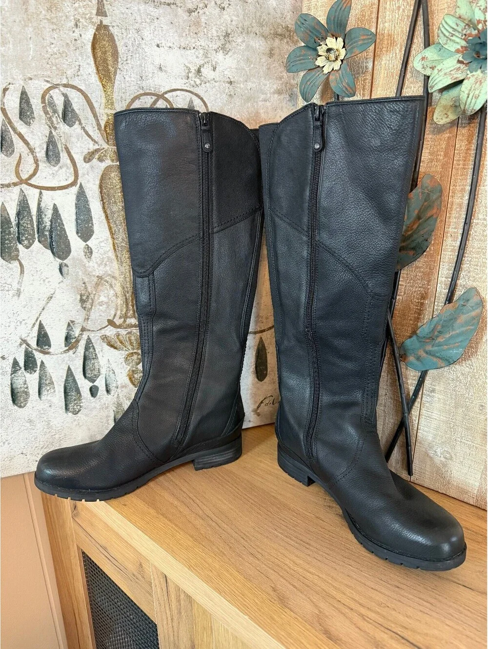 Rockport Hydro-Shield Womens 7.5W Black Leather Riding Boots